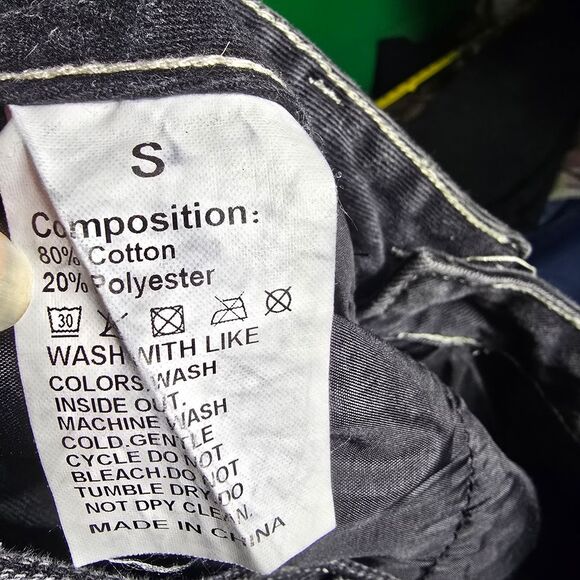 Mauv Studio Black Star Letter Graphic Cargo Jeans Size S - Picture 11 of 12